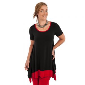 Layered Top - Black with Red trim Short Sleeve