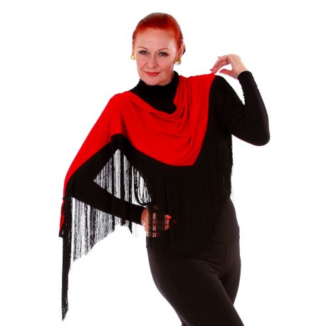 TRI7002 – Fringed Red and Black Scarf