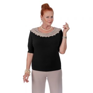 Boat Neck Fluted Collar Top
