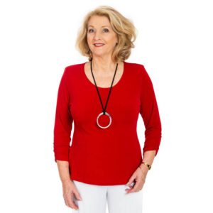 Ruched Sleeve Round Neck Top
